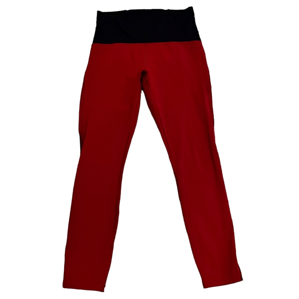 Lululemon Rust & Black Leggings w/Side Mesh Detail - Like New Condition!